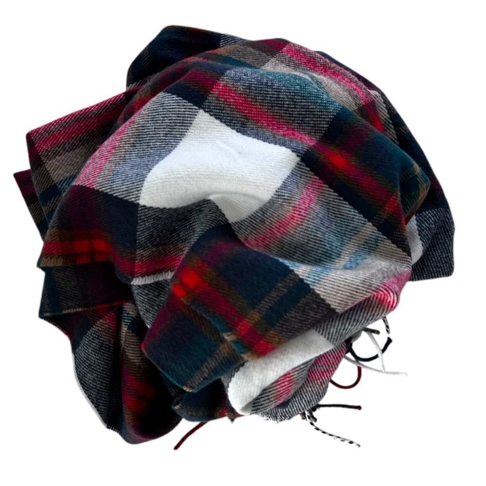 EUC J Crew Cabincore Juniper White Plaid Scarf - Picture 8 of 15